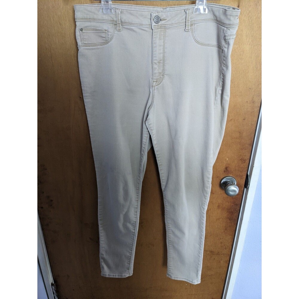Time and Tru Woman's Tan Workwear Casual Chino High Rise Skinny Leggings size 16